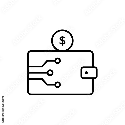 Cryptocurrency wallet icon Vector logo outline