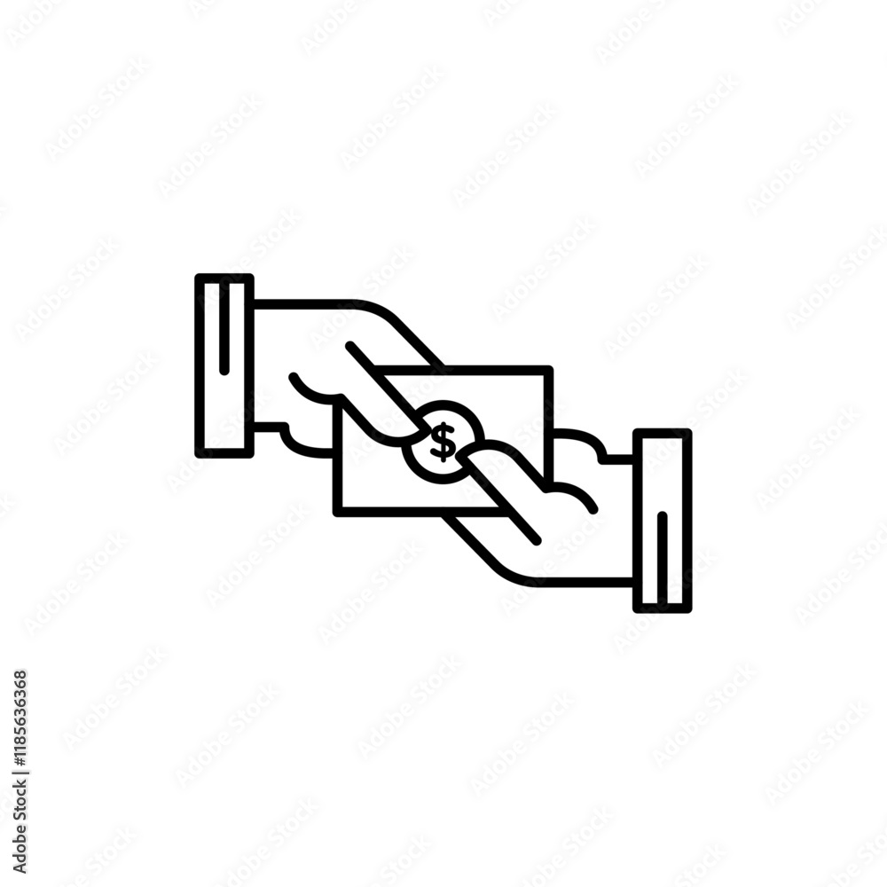 Hand money exchange icon Vector logo outline Hand money exchange icon Vector logo outline
