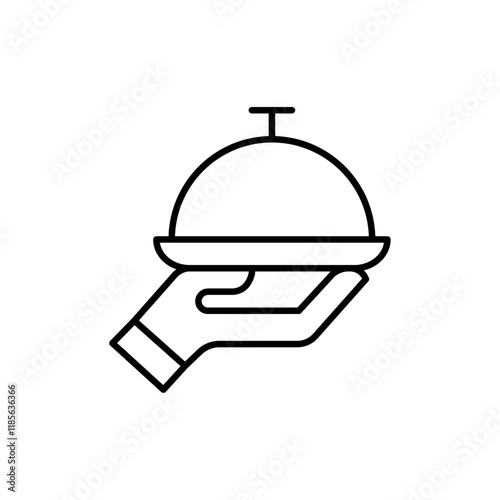 Hand holding tray icon Vector logo outline
