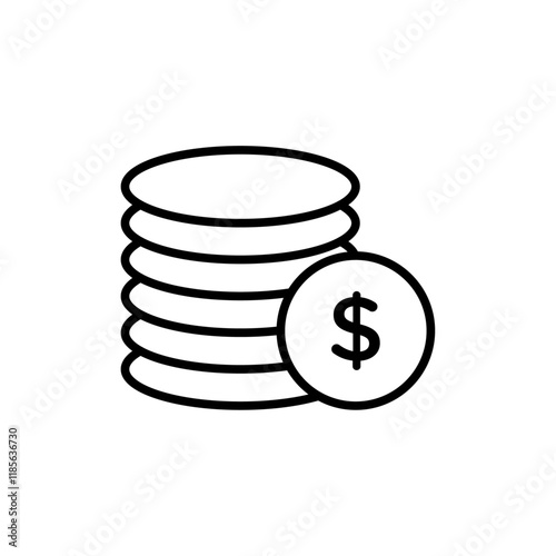 Money coin icon Vector logo outline