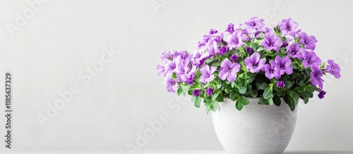 Wallpaper Mural Potted Saintpaulias with vibrant purple flowers on white background ideal for stylish indoor decoration and floral arrangement Torontodigital.ca