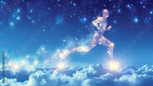 Wallpaper Mural Celestial Runner: A Dreamlike Journey Through the Night Sky Torontodigital.ca