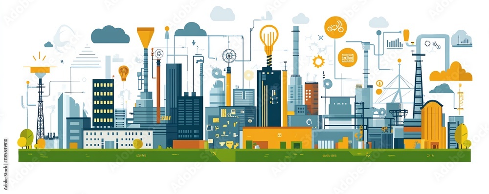 Fototapeta premium Smart industry engineer harnessing Industry 40 for sustainable development