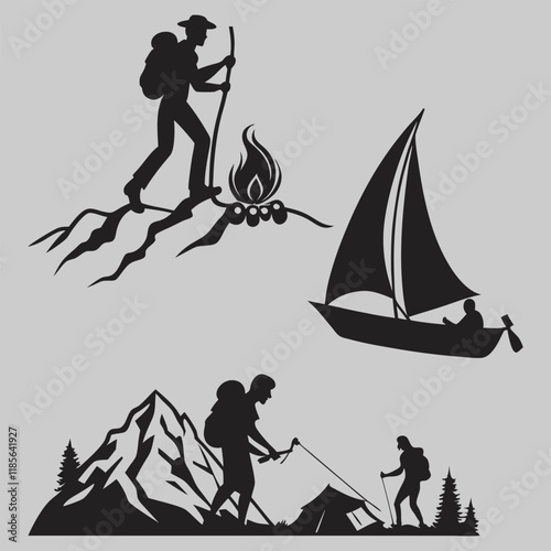 travel and adventure silhouette vector design art and illustration