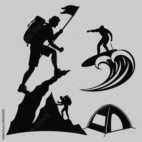 travel and adventure silhouette vector design art and illustration