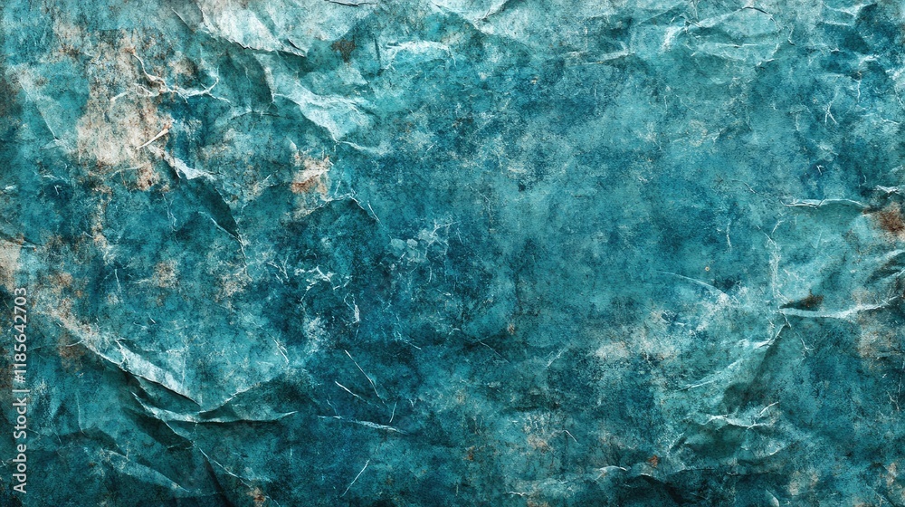 Textured Crumpled Recycled Kraft Paper in Turquoise with Mottled Stains and Grunge Finish for Creative Backgrounds and Design Projects Textured Crumpled Recycled Kraft Paper in Turquoise with Mottled Stains and Grunge Finish for Creative Backgrounds and Design Projects