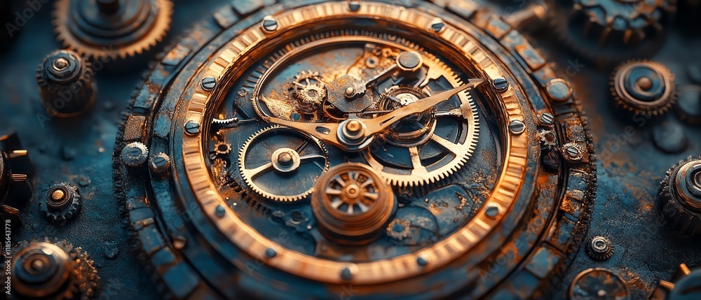 A retrofuturistic steampunk society with industrial architecture, gears, and clockwork mechanisms, emphasizing horology as a central part of this mechanically advanced world A retrofuturistic steampunk society with industrial architecture, gears, and clockwork mechanisms, emphasizing horology as a central part of this mechanically advanced world