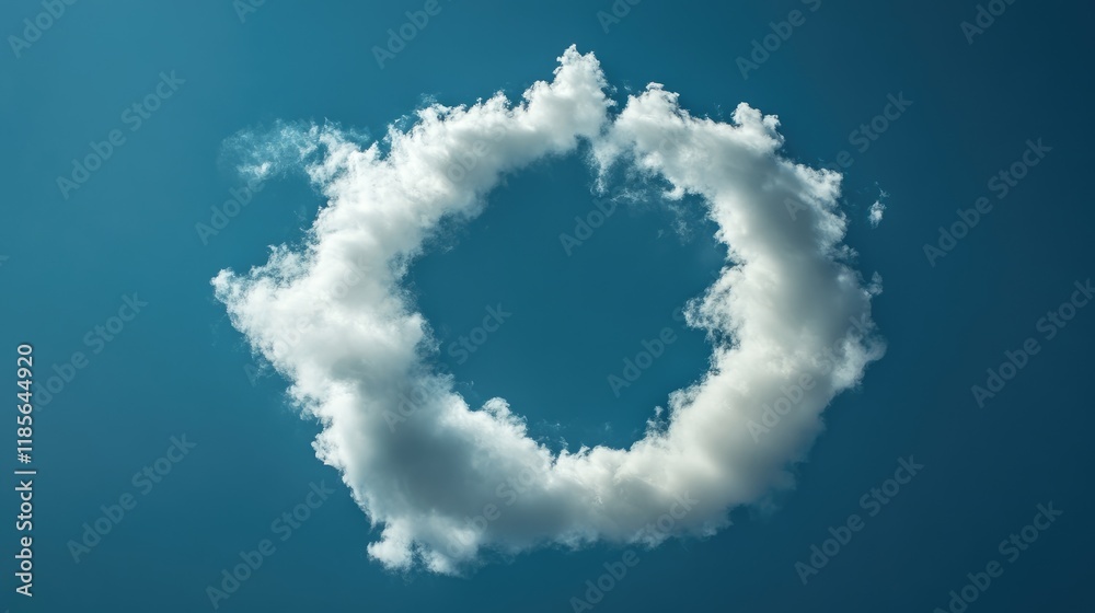 Circular cloud formation against a clear blue sky creating a unique atmospheric phenomenon and natural visual interest Circular cloud formation against a clear blue sky creating a unique atmospheric phenomenon and natural visual interest