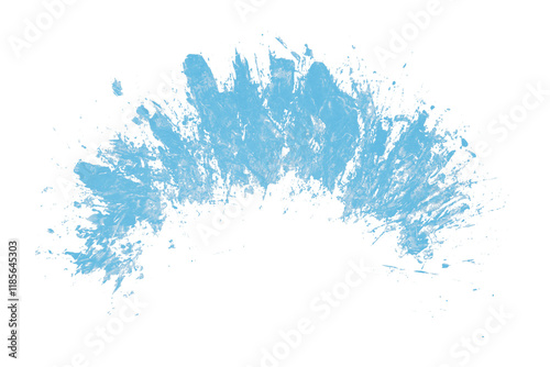 Hand drawn light blue brush stroke isolated on transparent background.