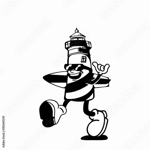 vector illustration of a beacon in a fun and trendy style in outline style isolated on a white background