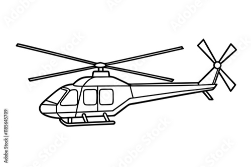 Helicopter Vector Line Art Design, Minimalist and Detailed Aviation Illustration