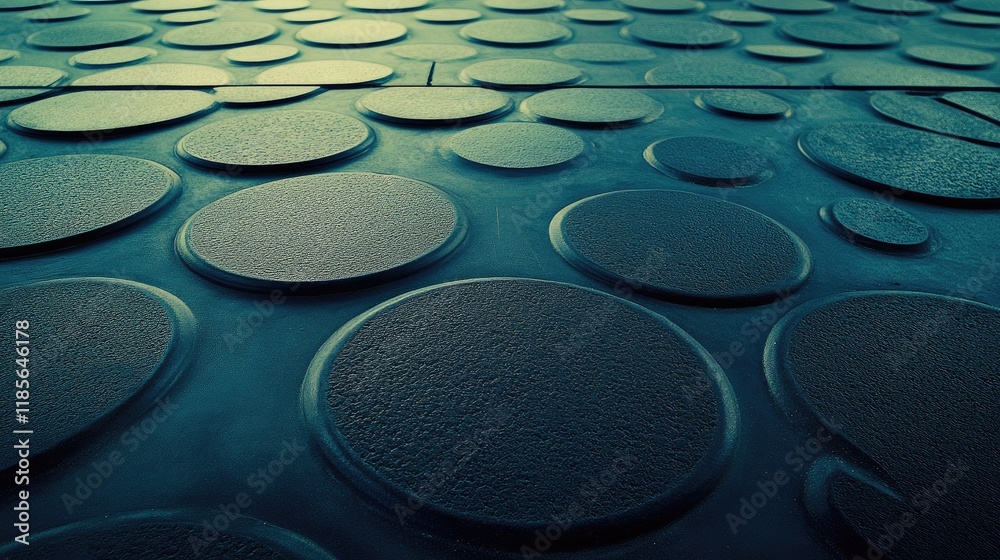 Obraz premium Rubber floor surface featuring textured round circle patterns in a modern minimalist design suitable for various applications