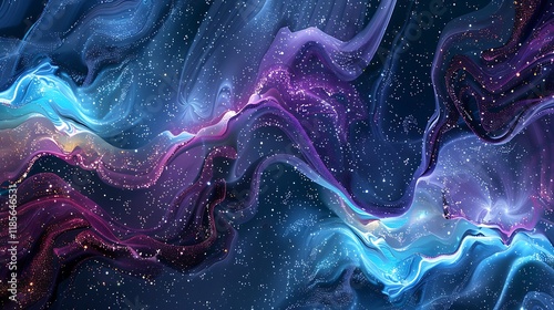 Abstract blue background with glowing lines and dots