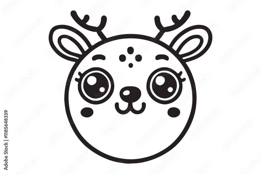 Obraz premium Cute cartoon reindeer face line art