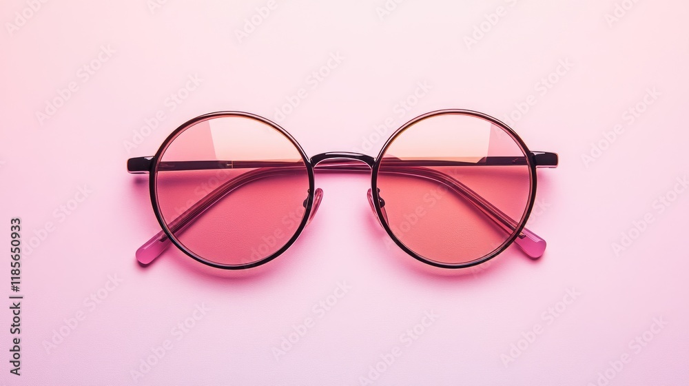 Stylish round pink sunglasses on a soft pastel background perfect for fashion and accessory promotions Stylish round pink sunglasses on a soft pastel background perfect for fashion and accessory promotions