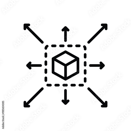 Black line icon for dimension