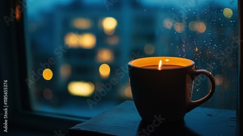 Wallpaper Mural Warm Aroma of Coffee in a Mug with Steam Against a Rain-Soaked Night City Street Background for a Calming Scene
 Torontodigital.ca