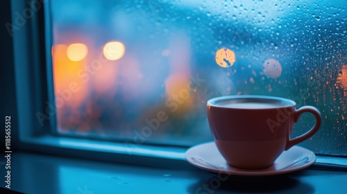 Wallpaper Mural Warm Aroma of Coffee in a Mug with Steam Against a Rain-Soaked Night City Street Background for a Calming Scene
 Torontodigital.ca