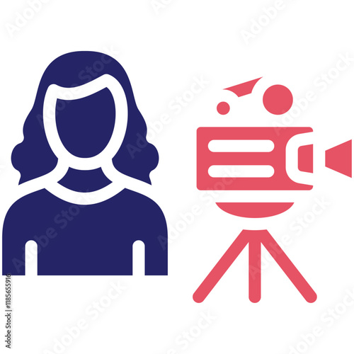 Camera Operator Female vector icon illustration of Filmmaking iconset.