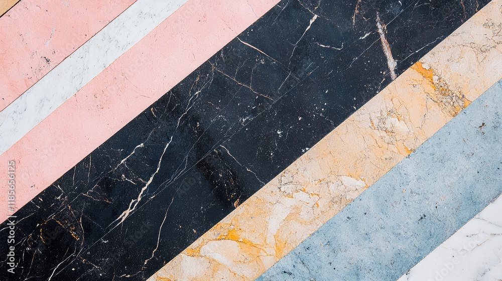 Fototapeta premium Colorful Neapolitan Marble Pattern Background with Horizontal Stripes and Empty Space for Text or Design Elements