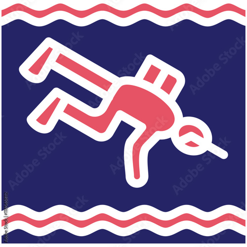 Scuba Diving vector icon illustration of Vacation and Tourism iconset.