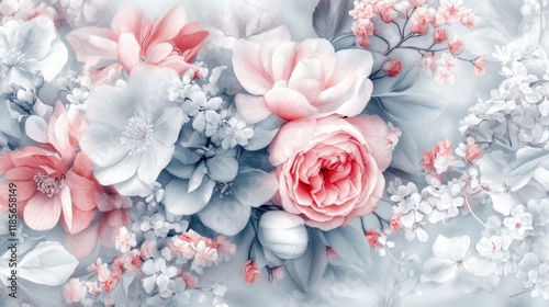 Floral arrangement garden digital art soft colors close-up nature's beauty in bloom photo