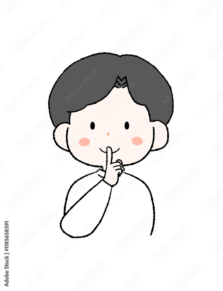 秘密ポーズをする男性のイラスト