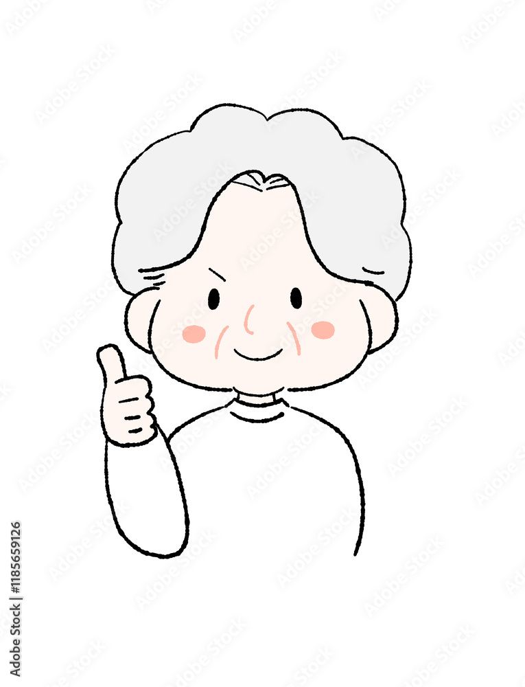 グットポーズをするかわいいおばあちゃん グットポーズをするかわいいおばあちゃん