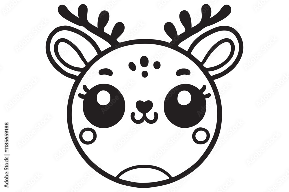 Obraz premium Cute cartoon reindeer face line art