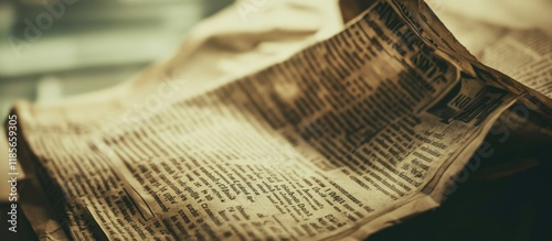 Vintage newspaper with search for employment message, retro filter applied, large empty copyspace for text, warm tones, job ads focus, aged paper texture.