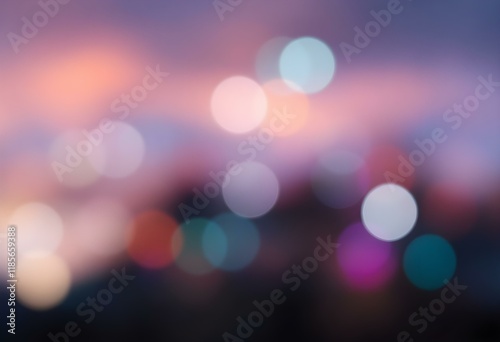 Bokeh Lightscape: Dreamy Pastel Cityscape at Dusk