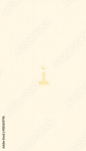 Serene Minuet: Minimalist Mosque Silhouette under Crescent Moon