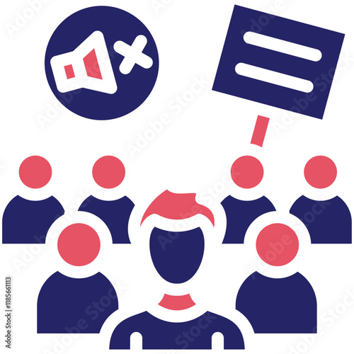 Silent Protest vector icon illustration of Protesting and Civil Disobedience iconset.