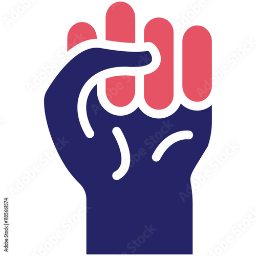 Raised Fist vector icon illustration of Protesting and Civil Disobedience iconset.