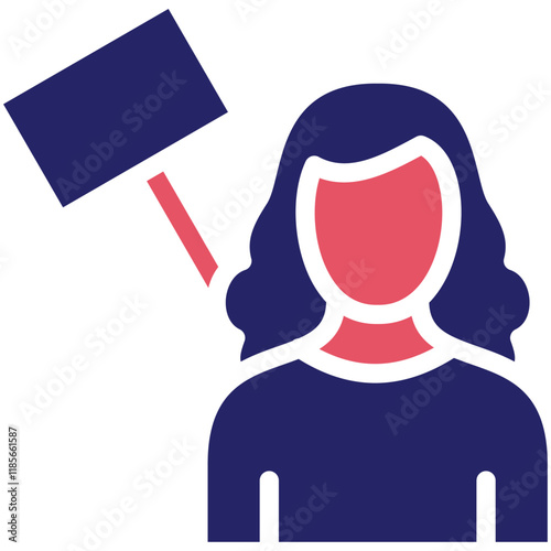 Protester Female vector icon illustration of Protesting and Civil Disobedience iconset.