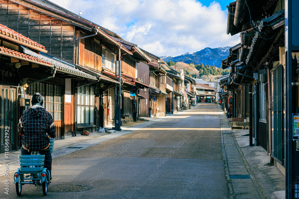 Fototapeta premium 文化と自然が調和する岩村町の町並み