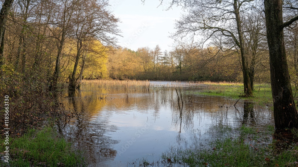 Fototapeta premium Flooded Forest Landscape Reflecting Natural Beauty and Encouraging Conservation Awareness
