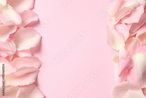 Pink rose petals on a color background