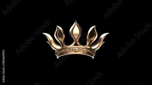 Elegant gold crown design symbolizing royalty and nobility suitable for queen or king representation on a black background. photo