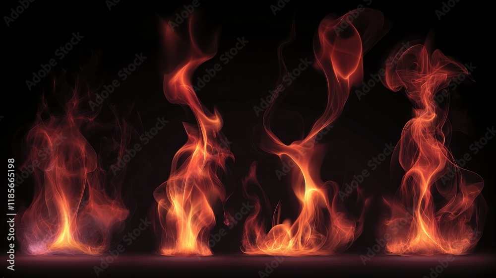 Fototapeta premium Dynamic flames dance abstract fire visuals digital art close-up energy and motion