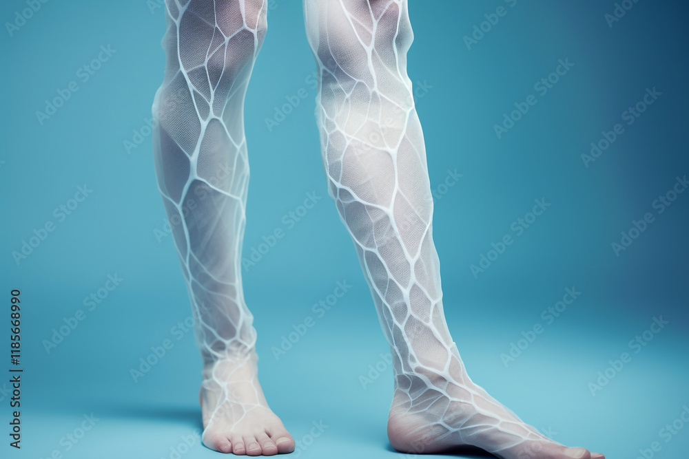 Fototapeta premium Close-Up View of Woman's Leg with Varicose Veins in Soft Lighting