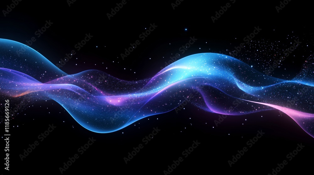 Dynamic Glowing Light Wave on Black Background - made with Generative AI Dynamic Glowing Light Wave on Black Background - made with Generative AI