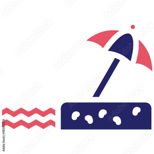 Beach Umbrella vector icon illustration of Coastline iconset.