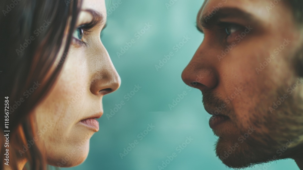 Fototapeta premium Relationship Conflicts: Miscommunication, value differences, and unresolved issues can cause tension between partners, friends, or family, threatening relationship stability.