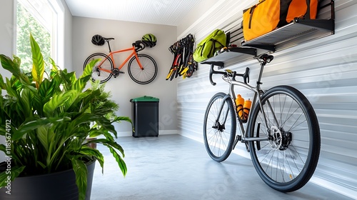 Wallpaper Mural Organized and functional garage workshop with wall mounted racks for tools and equipment along with storage space for a bicycle and other hobby gear  The clean Torontodigital.ca