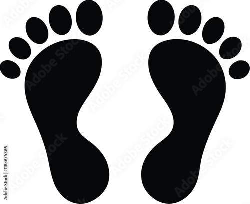 footprint silhouette vector, human footprint icon vector