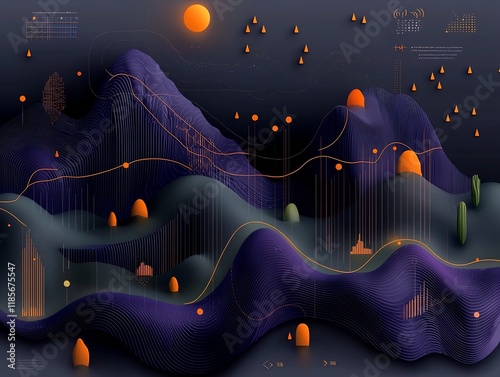Fluid Topographic Rainfall Map A captivating abstract visualization of atmospheric data featuring vivid color gradients complex isobar contours and cascading precipitation patterns