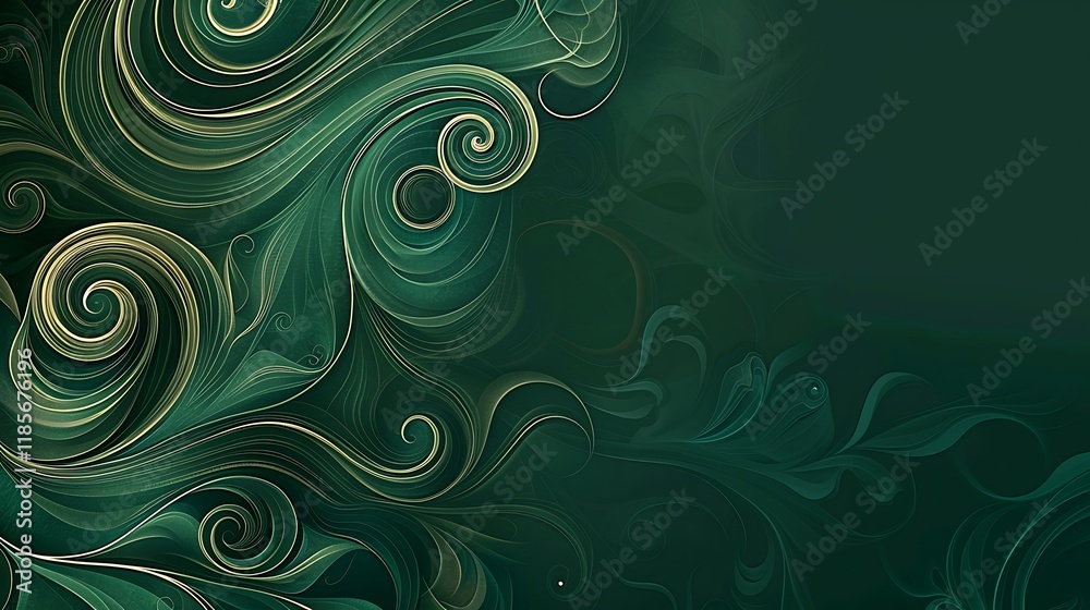 Artistic swirls on a dark green background, with a mockup on the side. full ultra hd, high resolution Artistic swirls on a dark green background, with a mockup on the side. full ultra hd, high resolution