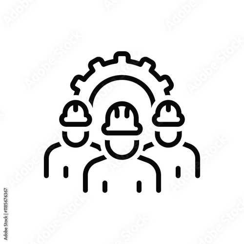 Black line icon for worker photo