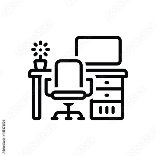 Black line icon for workspace